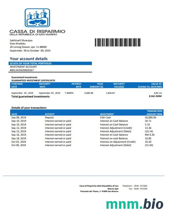 San Marino Banca di San Marino szablon w formacie excel pdf